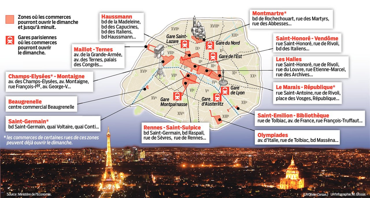 les zones ouverte Paris shopping